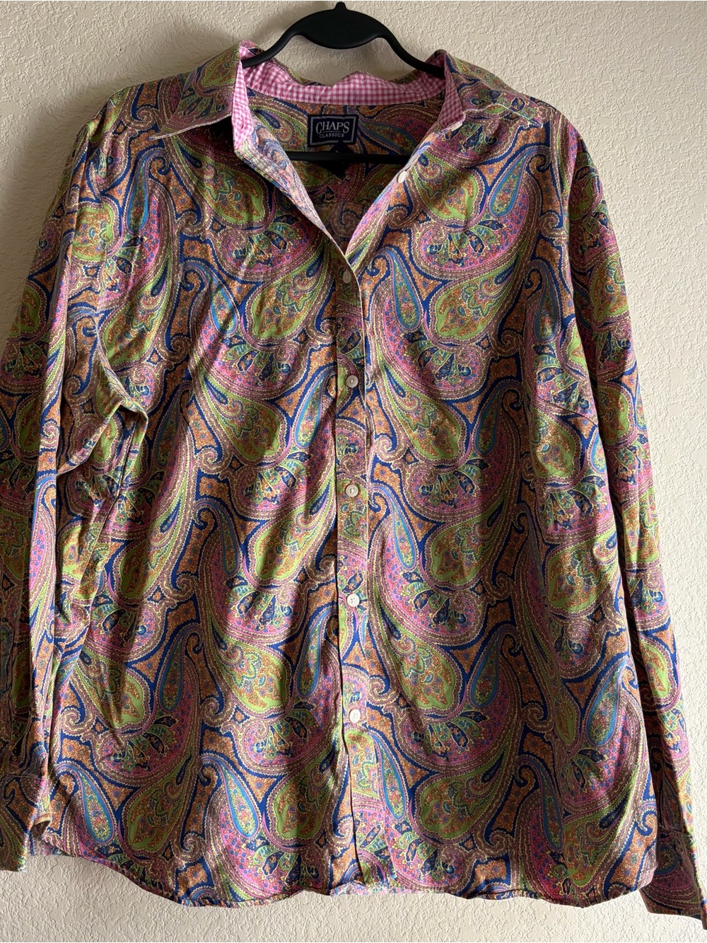 Chaps Men’s Multicolor Paisley Button-Down Shirt — Pink, Green, Blue